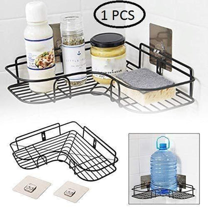 Kitchen Organiser Corner Shelf - Wall Mount Stainless Steel Storage Rack ( Pack of 1 )